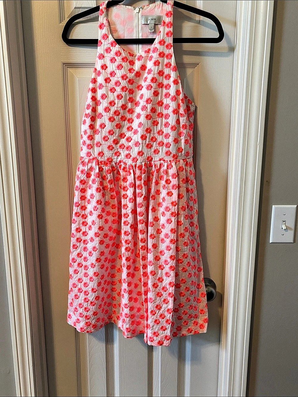 J.Crew Anguilla Mini Racerback Dress in Eyelet Pink & White